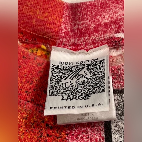 Rare Vintage MAGIC JOHNSON Chicago Bulls CB All Over Print T Shirt 90s Size L - Picture 7 of 11